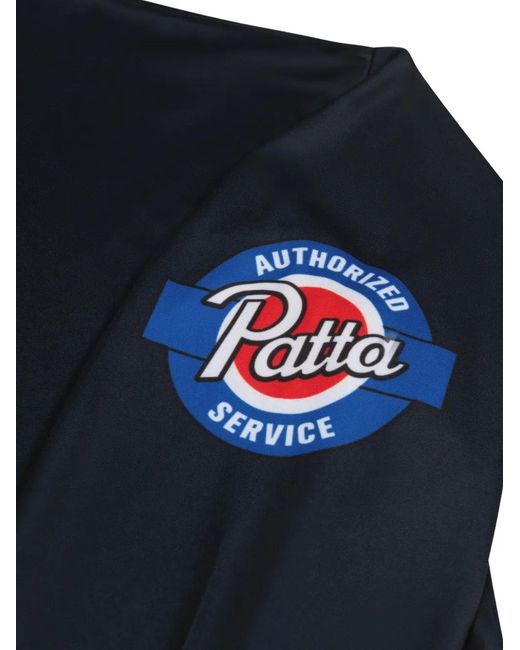 PATTA Blue Long Sleeve Logo-Detail T-Shirt for men