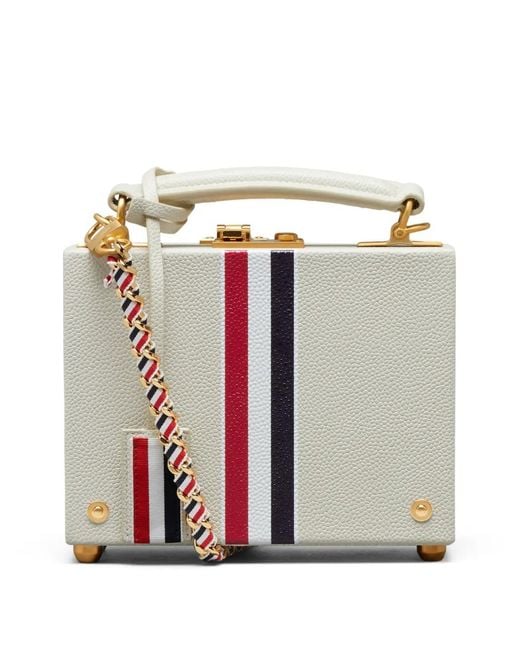 Thom Browne White Pebble-Grain Mini Bag