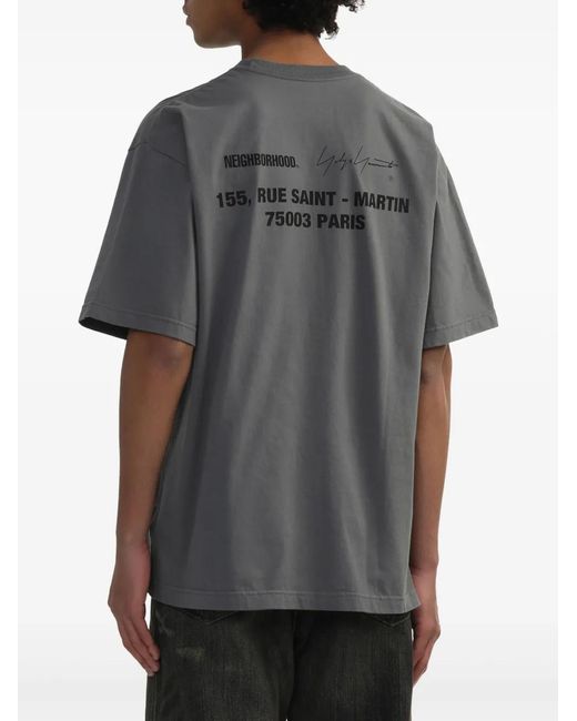 Yohji Yamamoto X Neighborhood T-Shirt Met Tekst-Print in het Gray voor heren