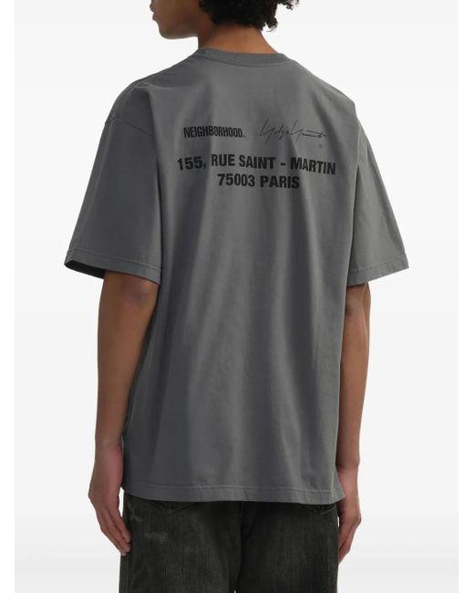 メンズ Yohji Yamamoto X Neighborhood スローガン Tシャツ Gray