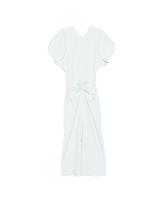Victoria Beckham White Gathered-Waist Midi Dress