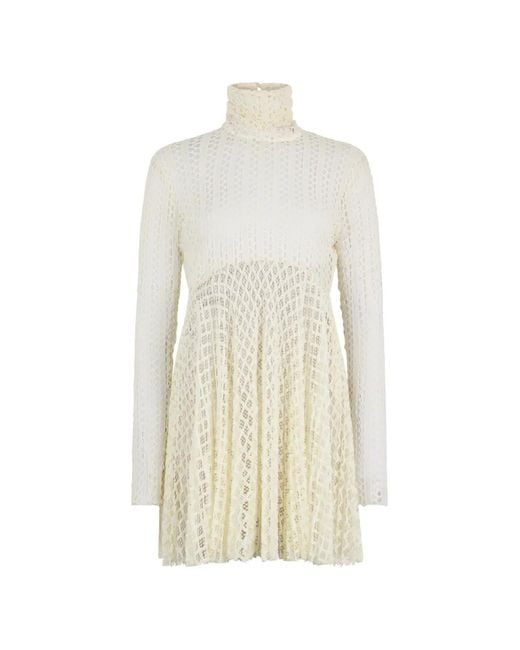 Philosophy Di Lorenzo Serafini Midi-Jurk Met Hoge Hals En Kant in het White