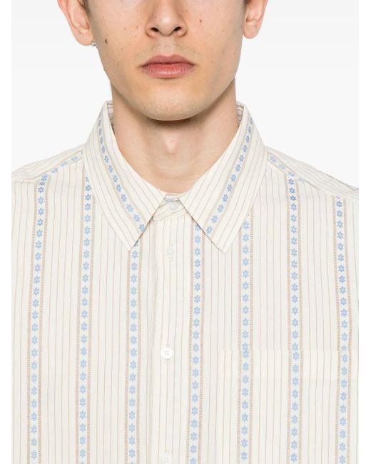 WOOD WOOD White Aster Floral-Jacquard Shirt for men