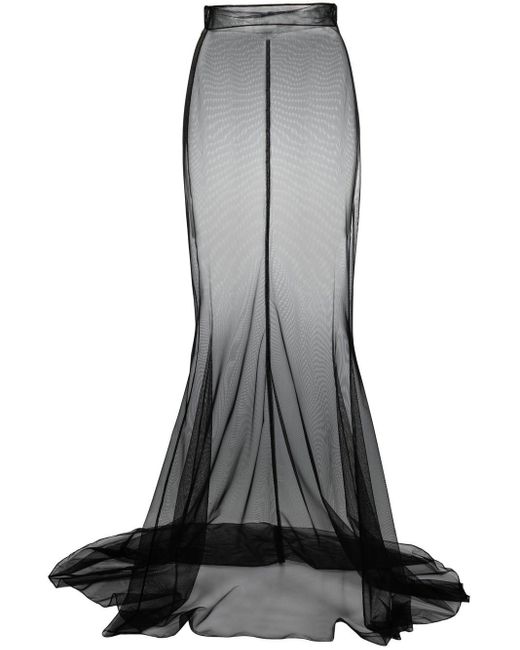 Saint Laurent Black Sheer-panel High-waisted Skirt