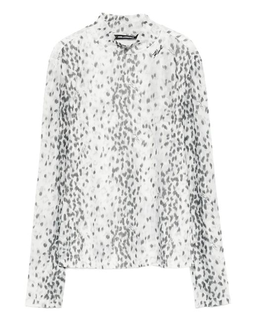 Karl Lagerfeld White High-Neck Blouse