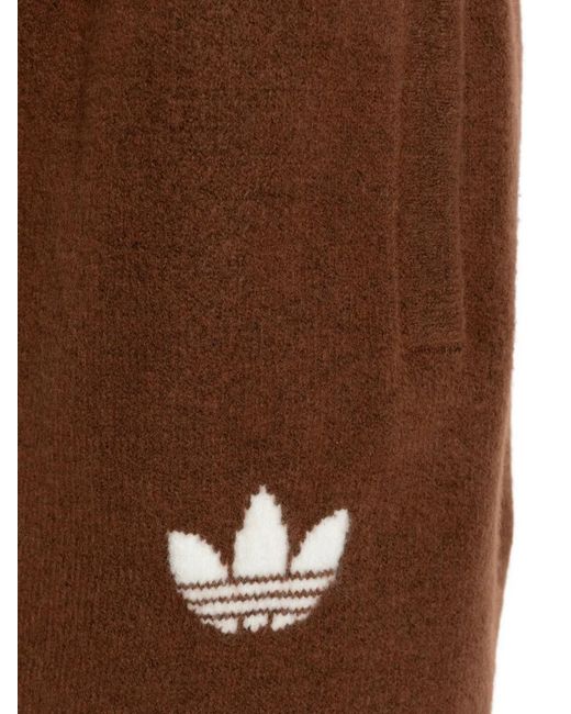 Adidas Brown Logo Drawstring Knit Trousers