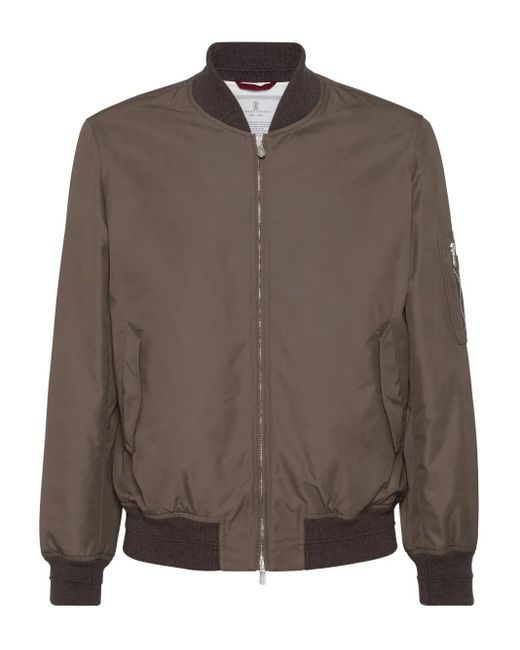 メンズ Brunello Cucinelli ジップアップ ボンバージャケット Brown