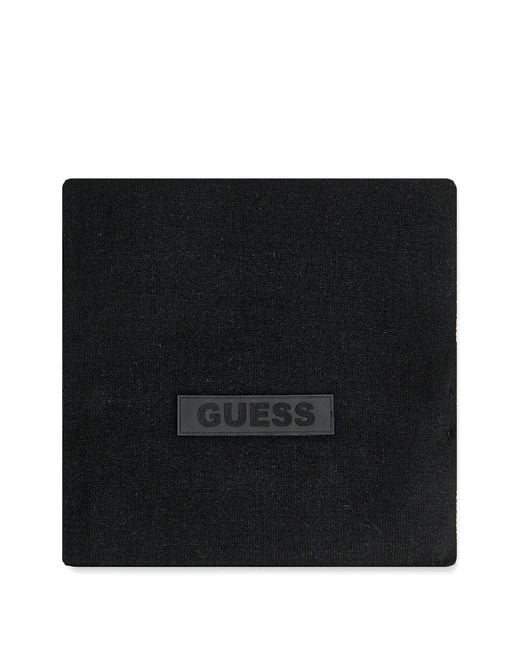 Guess Black Logo-Patch Knitted Scarf for men