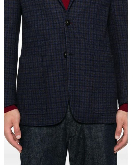 Canali Blue Checked Two-Button Blazer for men