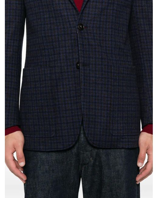 Canali Blue Checked Two-Button Blazer for men