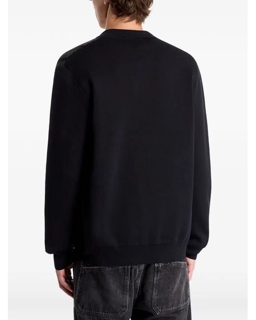Fred Perry Black Textured-Panel Zip Cardigan for men