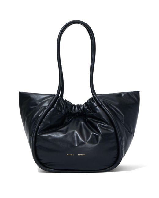 Proenza Schouler Black Ruched Leather Tote Bag