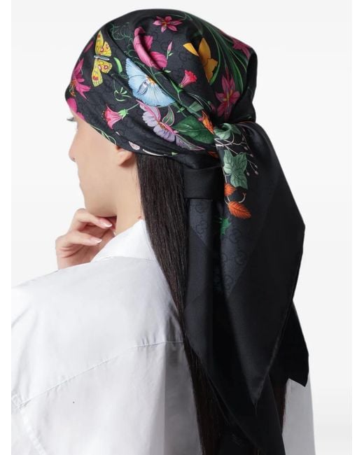 Gucci Blue Flora Carré Scarf