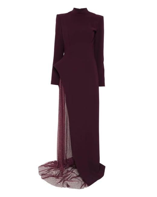 Jean Louis Sabaji Purple Asymmetric-Design Maxi Dress