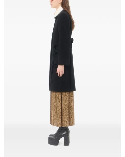 Valentino Garavani Black Embroidered Compact Drap Coat