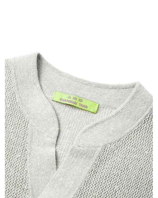Shanghai Tang White V-Neck T-Shirt for men