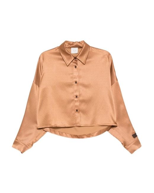 Alysi Natural Long-Sleeves Cropped Shirt