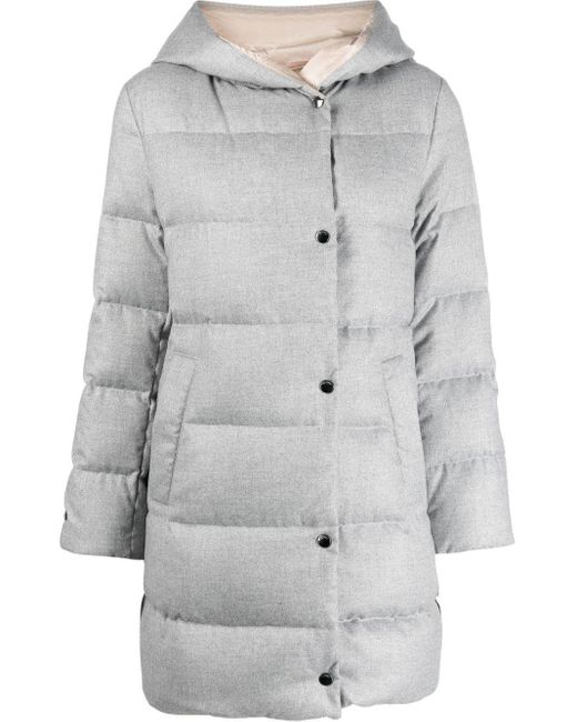 Peserico Feather-down Padded Coat in Grey (Gray) | Lyst