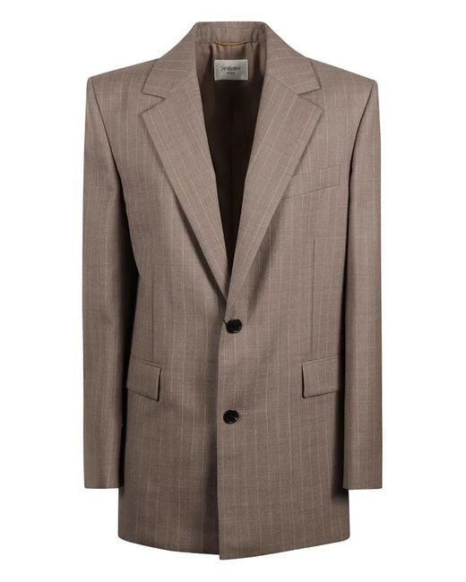 Saint Laurent Brown Single-Breasted Blazer