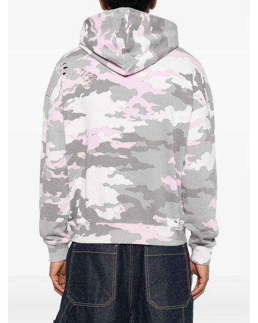 BLUE SKY INN White Distressed Camouflage-Print Hoodie for men