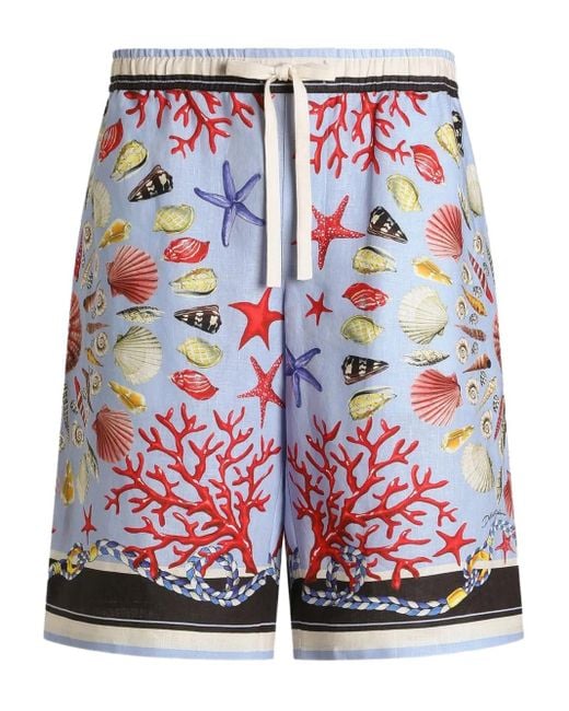 Dolce & Gabbana Red Shell Motif Shorts for men