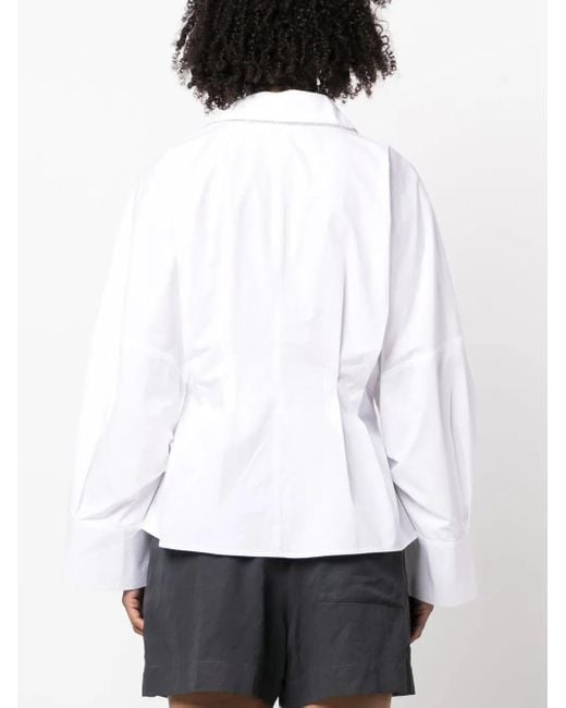 Fabiana Filippi White Pleated Cotton Shirt