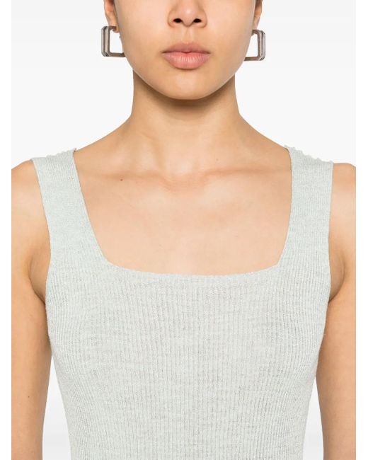 Twinset White Ribbed-Knit Tank Top