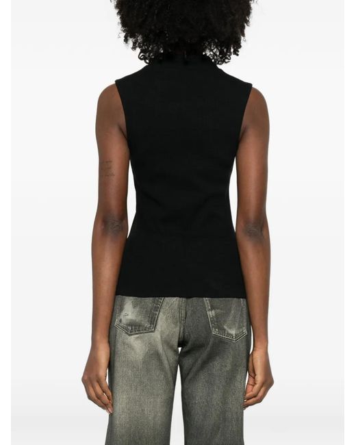 Lemaire Black Asymmetrical Fitted Top