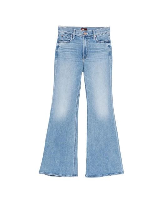 Mother Blue Flared-Leg Whiskered Jeans