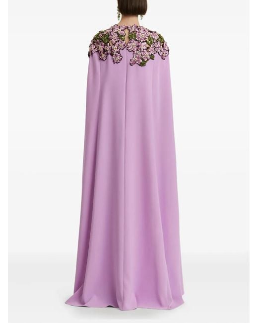 Vestido de fiesta con capa y lentejuelas Oscar de la Renta de color Purple