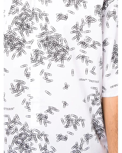 Off-White c/o Virgil Abloh White Paperclip-Print Cotton Shirt for men