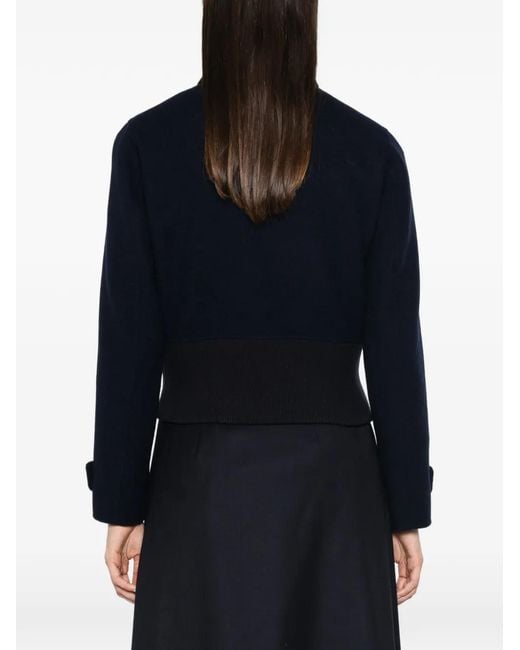 Maje Blue Button-Up Wool-Blend Jacket