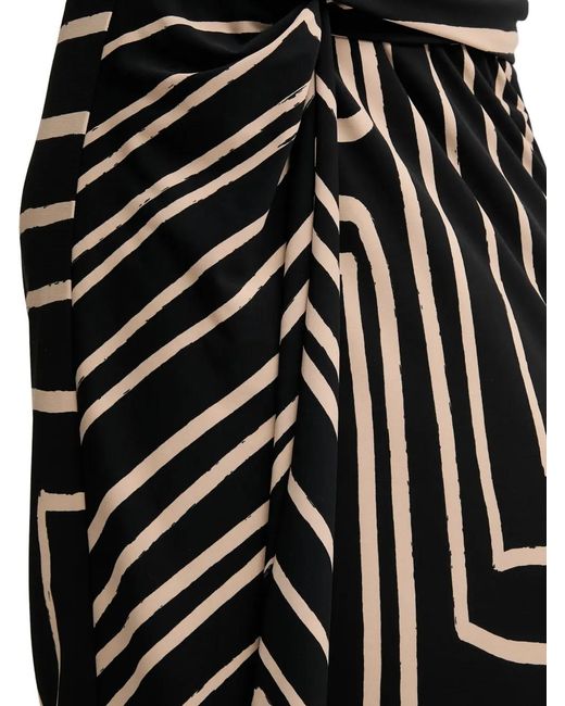 Joseph Ribkoff Black Geometric-Pattern Midi Skirt