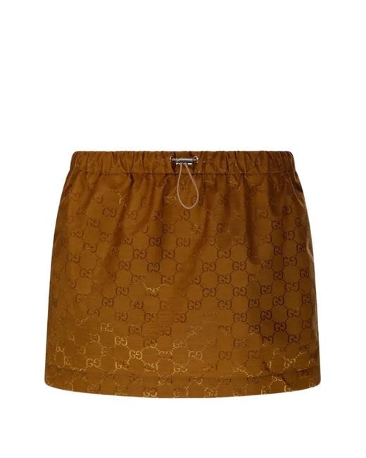 Gucci Brown Monogram Elasticated Mini Skirt