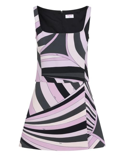 Abito Smanicato Con Stampa di Emilio Pucci in Black
