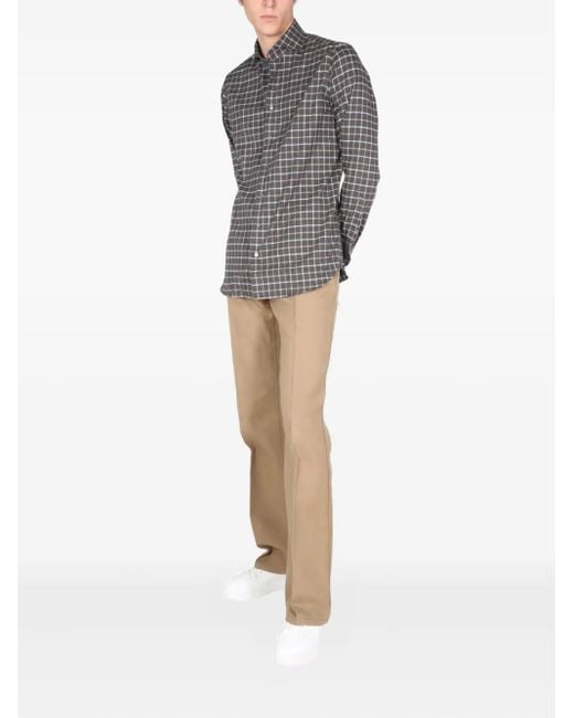 Lardini Gray Checked-Pattern Shirt for men