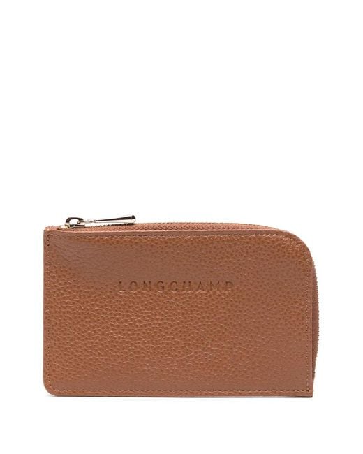 Longchamp Brown Le Foulonné Leather Cardholder