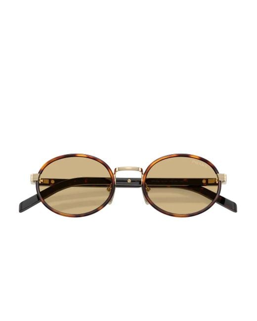 Prada Natural Tortoiseshell Round-Frame Sunglasses