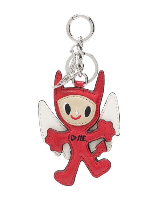 Zadig & Voltaire Red Happy Devil Leather Keyring