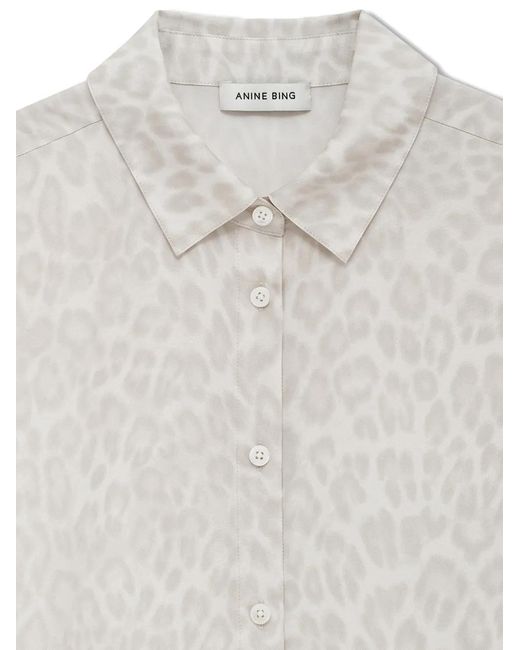 Anine Bing White Coco Leopard-Print Shirt