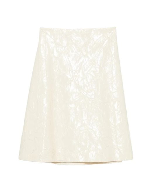 A.W.A.K.E. MODE White Crinkled-Effect A-Line Mini Skirt