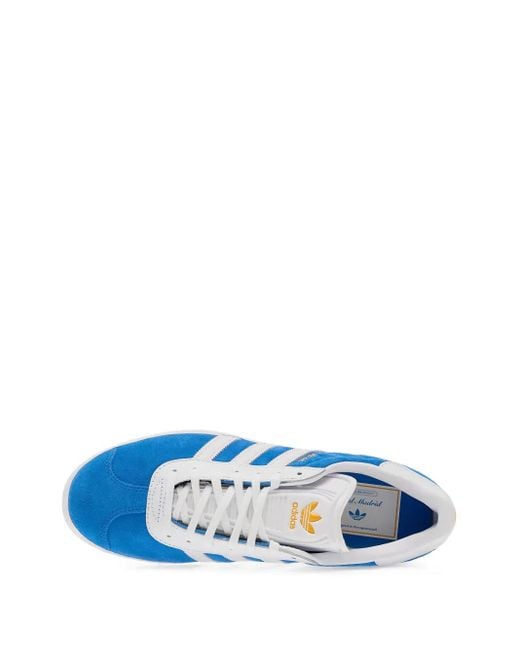 Adidas Blue X Real Madrid Gazelle Suede Three-Stripes Low-Top Sneakers for men