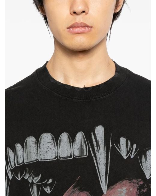 WARMAN Black Graphic-Print T-Shirt for men