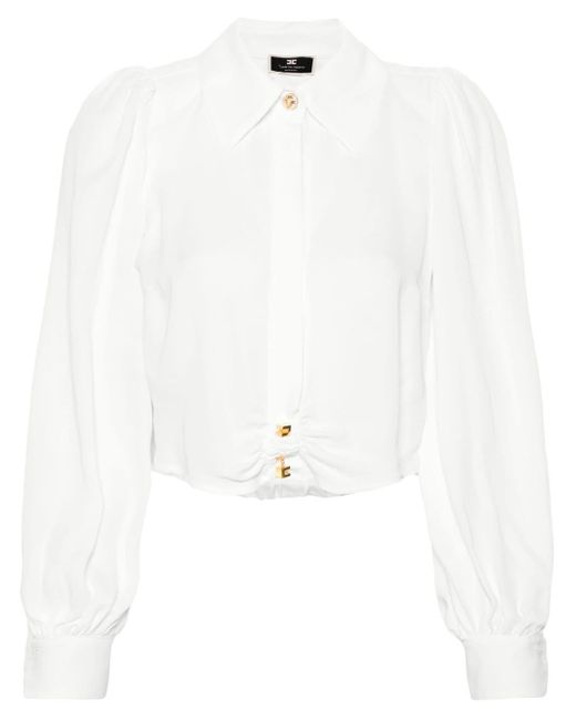 Elisabetta Franchi White Puff-sleeve Cropped Shirt