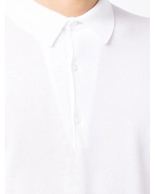 John Smedley White Short-Sleeve Polo Shirt for men