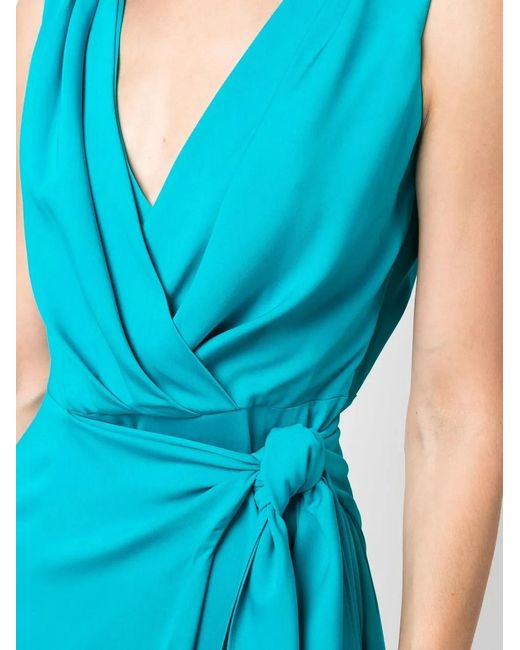 Alberta Ferretti Blue Wrap-Style Midi Dress