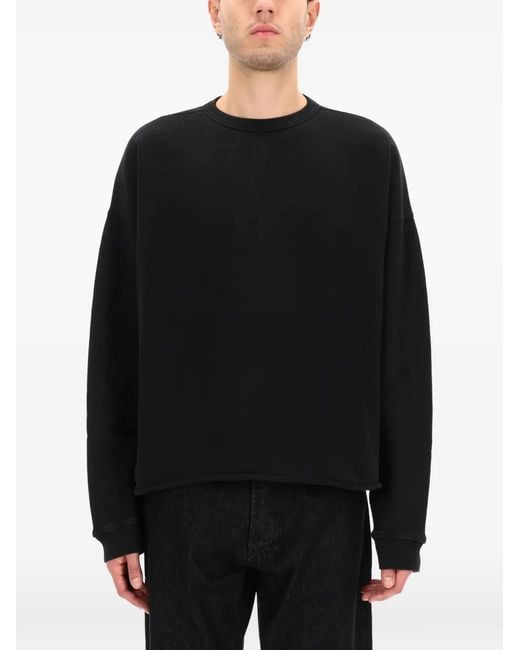 YMC Black Raw-Hem Crew-Neck Sweatshirt for men