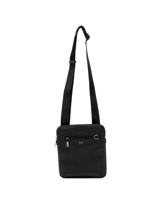 Boss Black Logo-Plaque Messenger Bag for men
