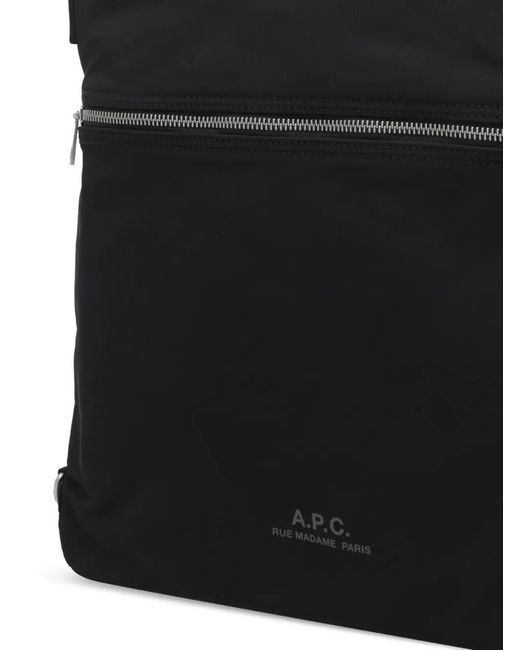 A.P.C. Black Archive Logo-Print Zip-Pocket Messenger Bag for men