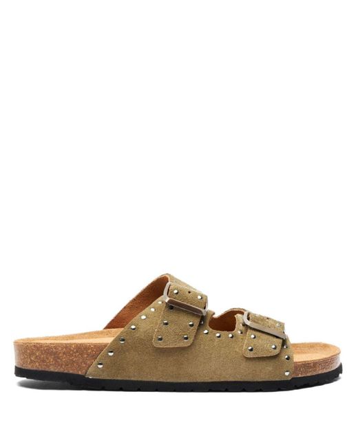 Scarosso Brown Hopi Stud-embellished Suede Sandals for men